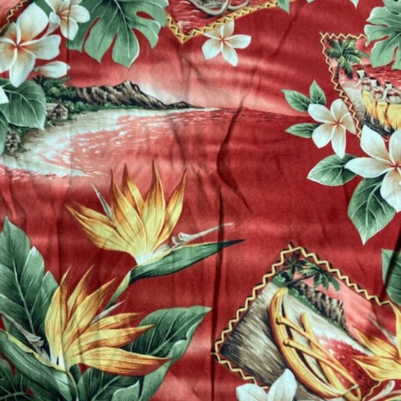BISHOP STREET HAWAIIAN ALOHA PRINT Resort Wear Plumeria Hula Palms Canoes BOYS 8 - Picture 4 of 5